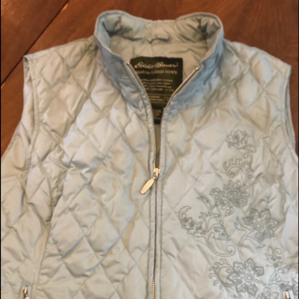 Eddie Bauer Goose Down Puffer Embroidered Vest L